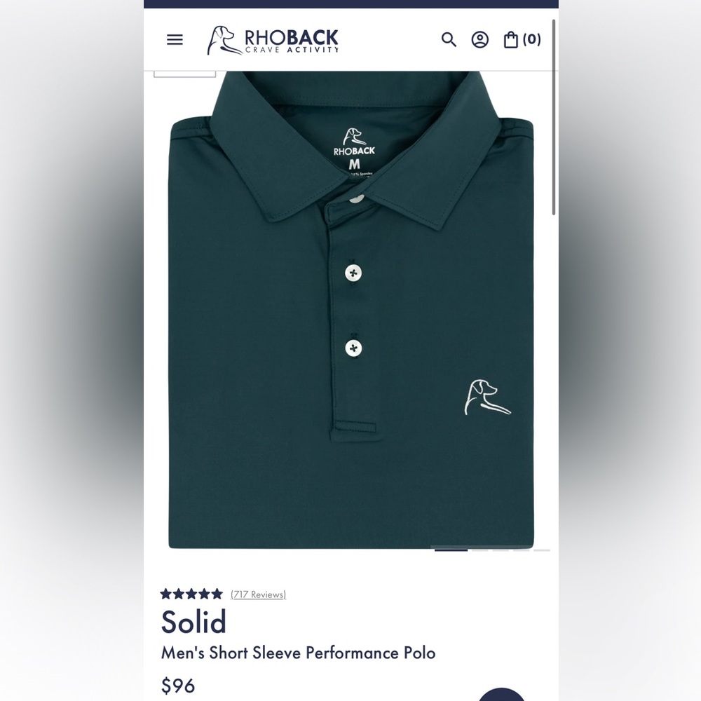 Rhoback Dark Green Performance Polo
